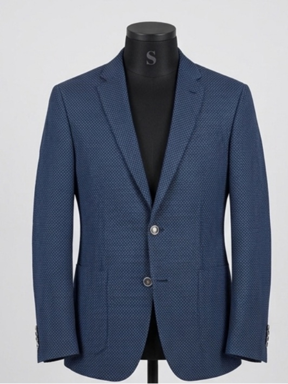 Boss Navy Textured Two-Button Sport Coat
